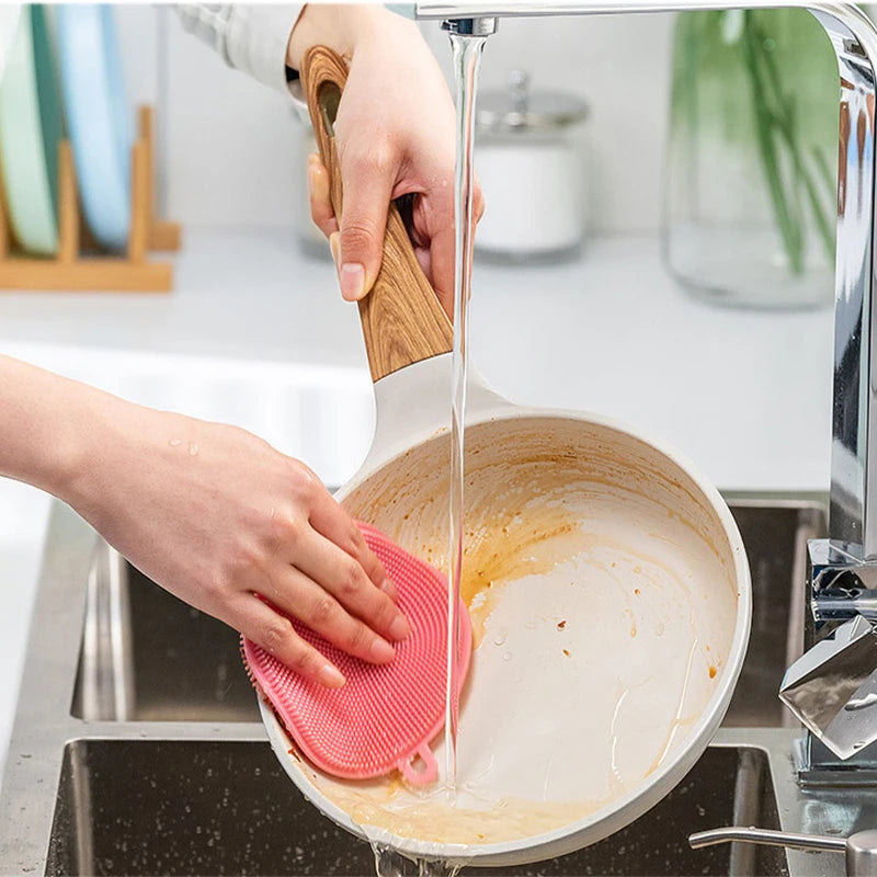 Escova De Lavagem De Louça De Silicone para Cozinha, Frutas e Vegetais Escovas De Limpeza.