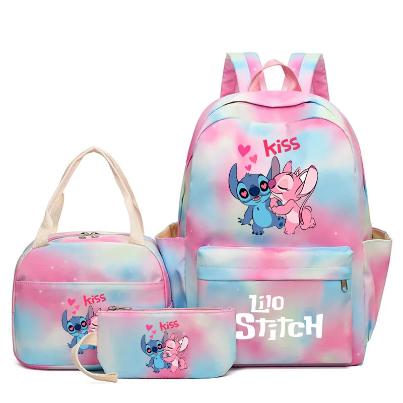 Mochila do Stitch - com lancheira, 3pcs por conjunto