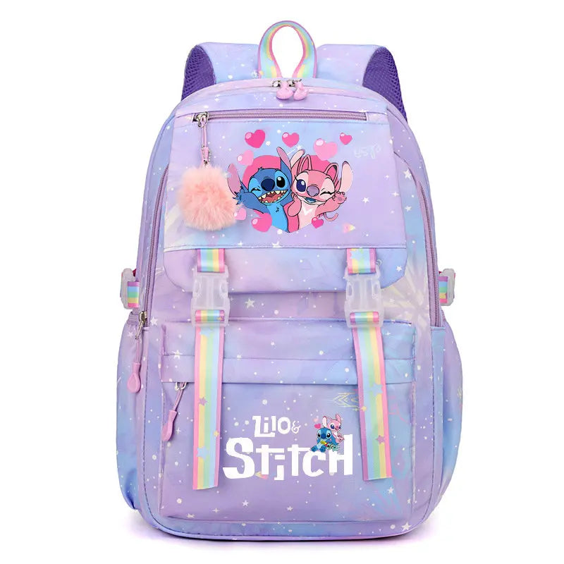 Mochila Lilo e Stitch - Impermeável de Grande Capacidade para a Escola.