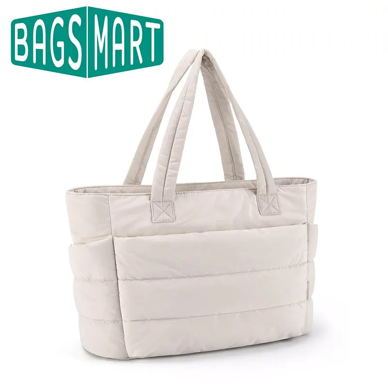 BAGSMART Bolsa feminina de grande capacidade, cor sólida, bolsa versátil para viagens, trabalho, estudante.