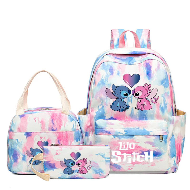 Mochila do Stitch - com lancheira, 3pcs por conjunto